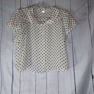 Ali & Kris Cropped Polka Dot Blouse - Black and Cream